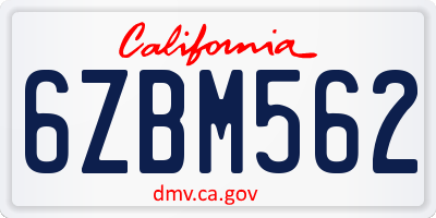 CA license plate 6ZBM562