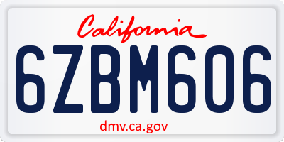 CA license plate 6ZBM606