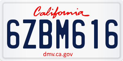 CA license plate 6ZBM616