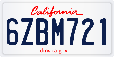 CA license plate 6ZBM721