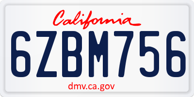 CA license plate 6ZBM756