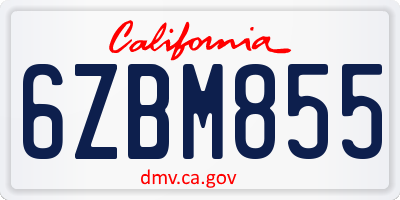 CA license plate 6ZBM855