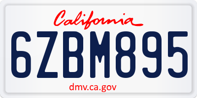 CA license plate 6ZBM895