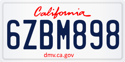CA license plate 6ZBM898