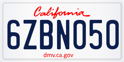 CA license plate 6ZBN050