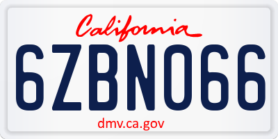 CA license plate 6ZBN066
