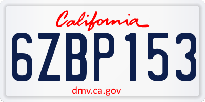 CA license plate 6ZBP153