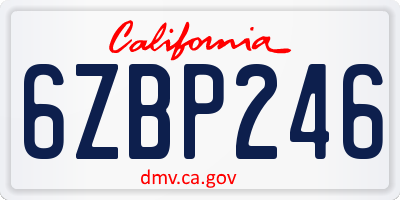 CA license plate 6ZBP246