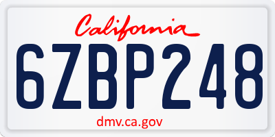 CA license plate 6ZBP248