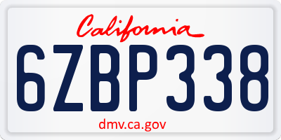 CA license plate 6ZBP338