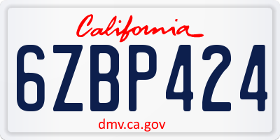 CA license plate 6ZBP424