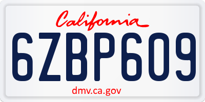 CA license plate 6ZBP609