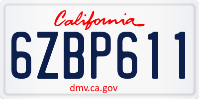 CA license plate 6ZBP611