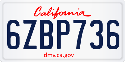 CA license plate 6ZBP736