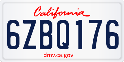CA license plate 6ZBQ176