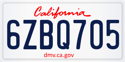 CA license plate 6ZBQ705