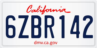 CA license plate 6ZBR142