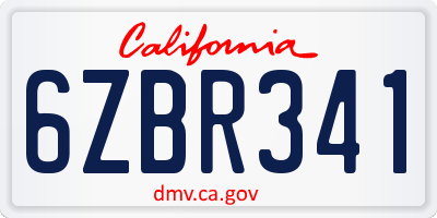 CA license plate 6ZBR341