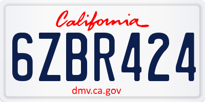 CA license plate 6ZBR424