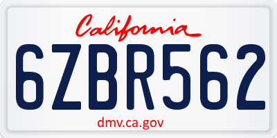 CA license plate 6ZBR562