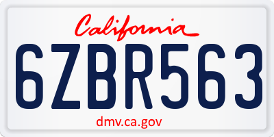 CA license plate 6ZBR563