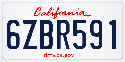 CA license plate 6ZBR591