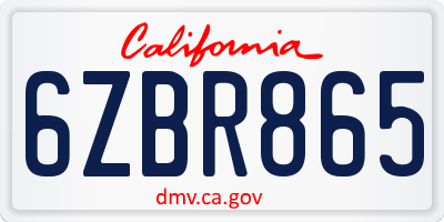 CA license plate 6ZBR865