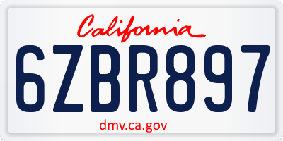 CA license plate 6ZBR897