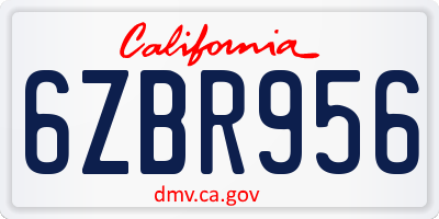 CA license plate 6ZBR956