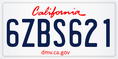 CA license plate 6ZBS621