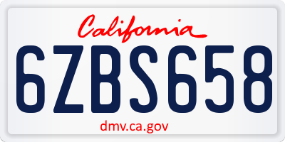 CA license plate 6ZBS658