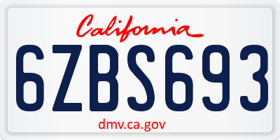 CA license plate 6ZBS693