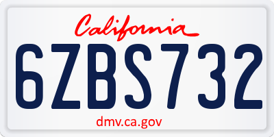 CA license plate 6ZBS732
