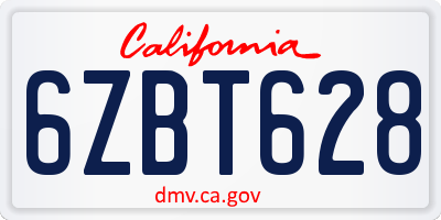CA license plate 6ZBT628