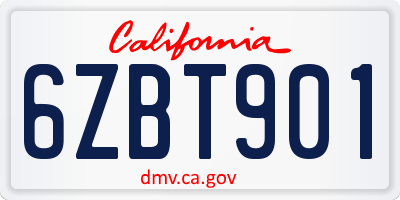 CA license plate 6ZBT901