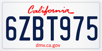 CA license plate 6ZBT975