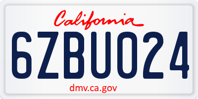 CA license plate 6ZBU024