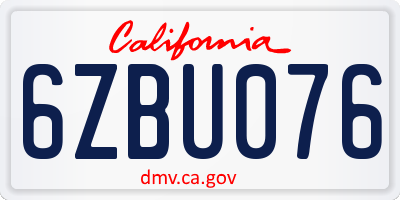 CA license plate 6ZBU076