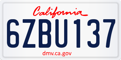 CA license plate 6ZBU137