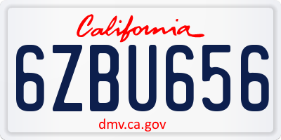 CA license plate 6ZBU656