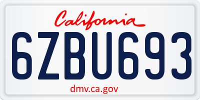 CA license plate 6ZBU693