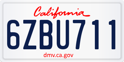CA license plate 6ZBU711