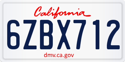 CA license plate 6ZBX712