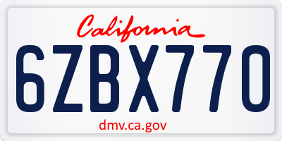 CA license plate 6ZBX770