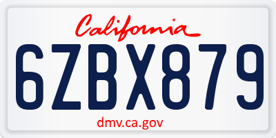 CA license plate 6ZBX879