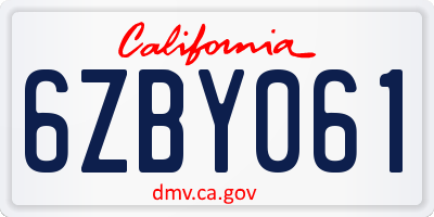 CA license plate 6ZBY061