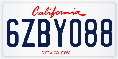 CA license plate 6ZBY088