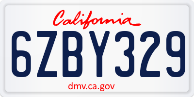 CA license plate 6ZBY329