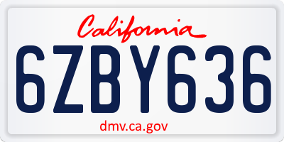 CA license plate 6ZBY636