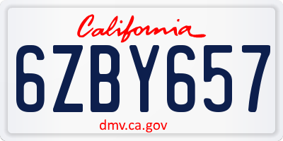 CA license plate 6ZBY657